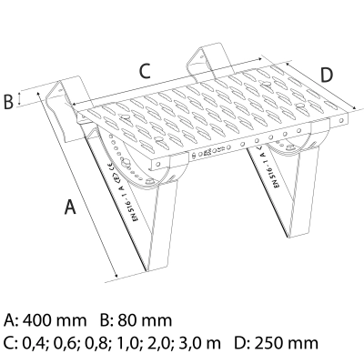 EUROVENT Ława kominiarska PLATFORM SET DB-DC SHORT zestaw do dachówek zakładkowych wielkoformatowych - długość ławy 80 cm